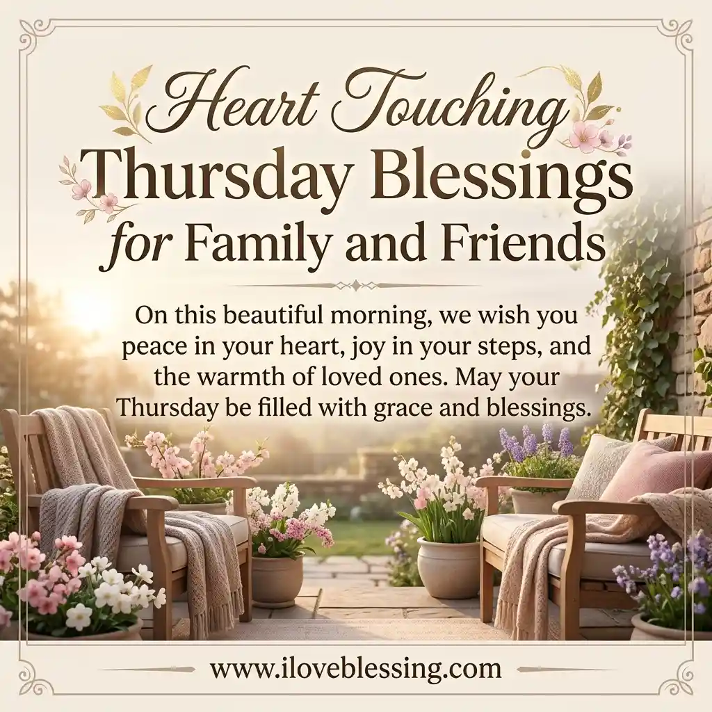 Cozy patio setting with plush chairs, pastel flowers, and warm blankets. Text reads,