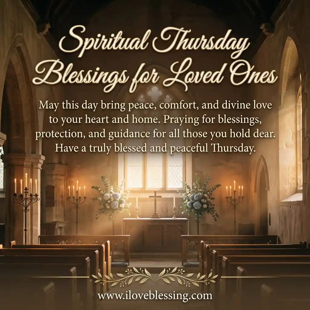 A serene church interior with glowing candles and floral arrangements on the altar.